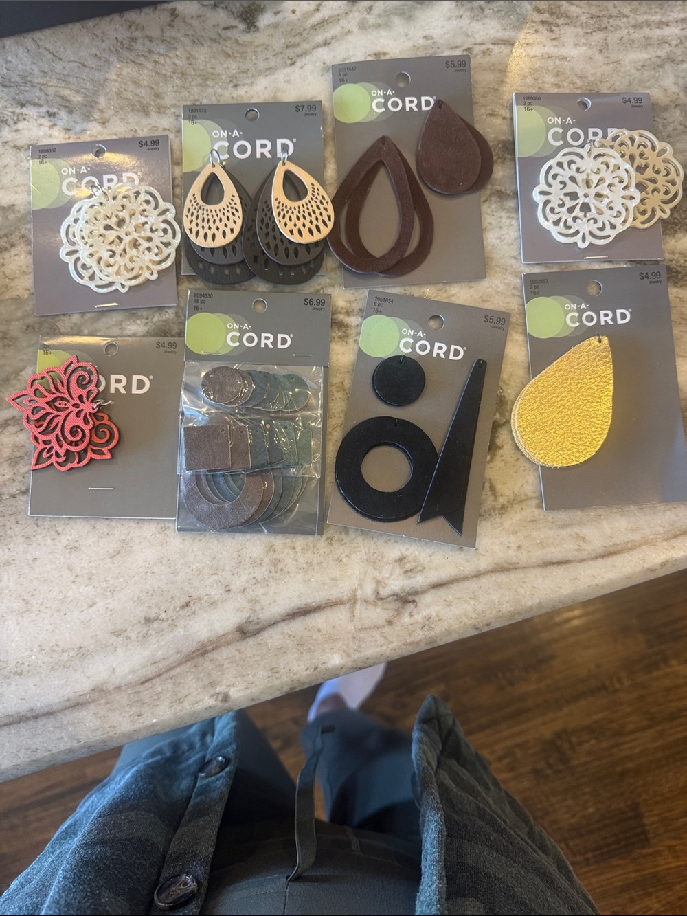 On-A-Cord Mixed Earring Pack — Yellow, Brown, Black, Cream, Pink
